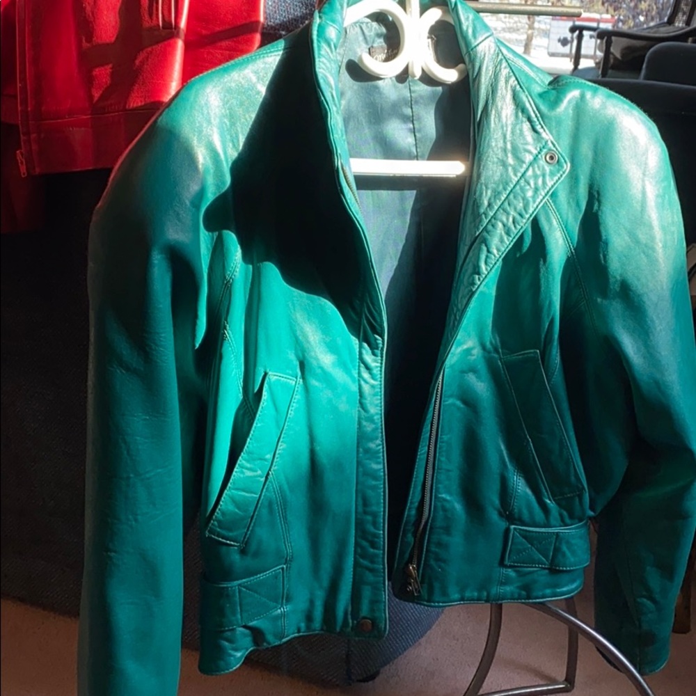 Vintage Green Leather Jacket.